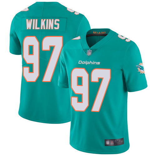 Nike Miami Dolphins 97 Christian Wilkins Aqua Green Team Color Men Stitched NFL Vapor Untouchable Limited Jersey